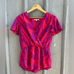 Amanda Uprichard Faux Wrap front Silk Blouse, size M